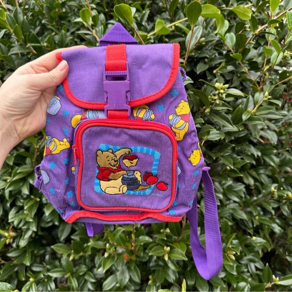 Vintage 90s Purple Winnie the Pooh Purple Mini Backpack Embroidered